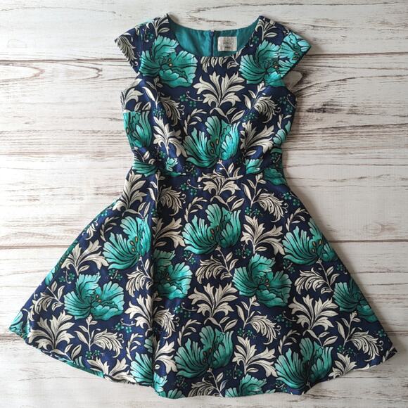 Dressed up by Gymboree Blue and Green Floral Party Dress sz 8 - Picture 1 of 5